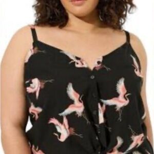 Torrid Black and Pink Camisole with Tie Front